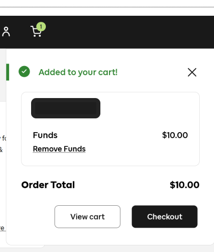Cart replaces amount — screen 2
